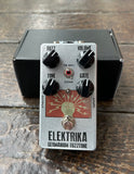 JDM Elektrika Germanium Fuzz, silver guitar pedal with four black knobs and single button footwitch