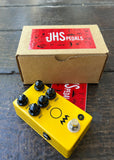 Yellow JHS footpedal with five black knobs and metal button footswitch