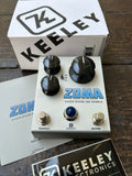 Keeley Electronics ZOMA guitar effects pedal, three knob controls, two single button footswitch surface