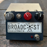 Hudson Electronics Broadcast guitar effects pedal, blue with three knob controls, single button footswitch