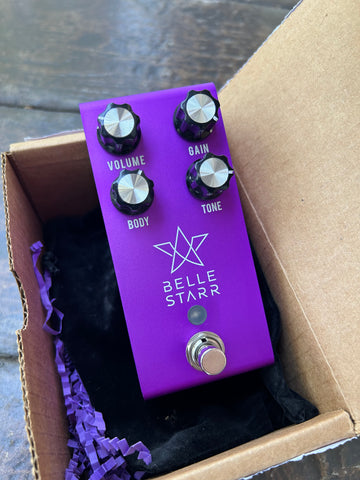 Purple Belle Starr pedal, found black and silver knobs, single metal button footswitch