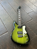 Reverend Warhawk DAW, Avocado Burst with chrome hardware, and rosewood pick up and block inlays, black headstock
