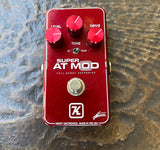 Red Keeley Pedal, super At Mod overdrive, three red knobs, single button footswitch