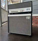 Tone King Royalist MK III Tube Head in black tolex, grey grill cloth and metal control panel with eight control knobs With Royalist 1x12 Cabinet black tolex with grey grill cloth