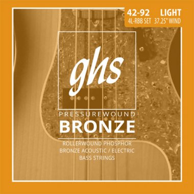 GHS 4L-RBB Pressurewound Bronze Acoustic / Electric Bass Strings 42-92