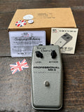 Tone Bender Professional MK II pedal grey with British Pedal Co packaging on a wooden surface