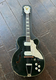 Black 1960's Kay Upbeat Archtop electric guitar, rosewood fretboard, white headstock