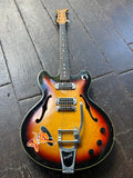 1968 Silvertone (Teisco) Model 1424 with Bigsby sunburst hollowbody guitar with rosewood fretboard and maple headstock