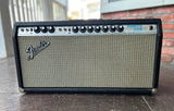 1971 Fender Bandmaster Reverb TFL5005 Silverface amplifier black tolex grey grill cloth metal control panel with knobs