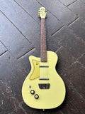 1990s Danelectro U2 Left Handed yellow finish, rosewood fretboard and yellow headstock