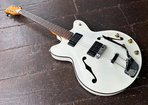 60s Morales Archtop guitar white finish with rosewood fretboard and maple headstock