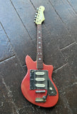 60's Guyatone LG130T red guitar with three pick ups, rosewood fretboard