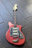 60's Guyatone LG130T red guitar with three pick ups, rosewood fretboard