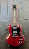 Burny SG electric guitar red finish, black pick-guard, rosewood fretboard and black headstock