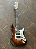 David Judd Custom P-90 Stratocaster sunburst electric guitar with three pick ups, ebony fretboard and fir headstock