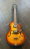 Godin 5th Avenue CW kingpin II HB Cognac Burst electric jazz guitar with rosewood fretboard, brown headstock