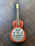 Gretsch G9200 Boxcar Resonator Guitar in natural brown with metal resonator, padauk wood fretboard and mother of pearl headstock