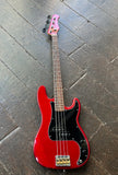 Hondo Deluxe Series 830 Bass red finish, black pick guard, rosewood fretboard and red headstock