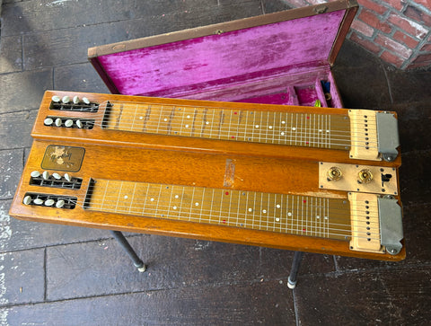 1950's Gibson Consolette Double Neck 8 Lap Steel, korina wood,, on stand