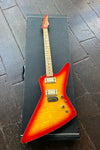1980's Tokai Flame Top Explorer cherry sunburst with cream pickups, maple neck and cherry headstock