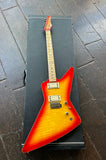 1980's Tokai Flame Top Explorer cherry sunburst with cream pickups, maple neck and cherry headstock