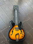Hagstrom Viking sunburst electric guitar, with ebony fretboard, pearl block inlays