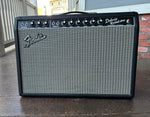 Fender 65 Reissue Deluxe Re3verb amplifier, black tolex, silver grill cloth, black control panel and nine control knobs