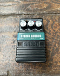 Arion SCH-1 Stereo Chorus Analog, black guitar pedal with three knob controls
