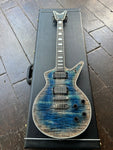 Dean USA Custom Shop Time Capsule Cadillac Faded Denim blue electric guitar, with chrome hardware and rosewood fretboard, block inlays and denim finish headstiock 