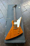Fernandez Explorer dark amber finish, white pick guard with gold hardware, rosewood fretboard and black headstock
