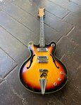 1968 Silvertone (Teisco) sunburst hollow-body, two pickups, rosewood fretboard with perl dot inlays, wood headstock