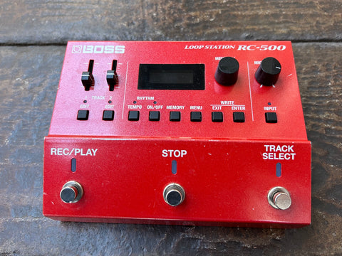 Red Loop Station RC-500 effect pedal with  single three button footswitch
