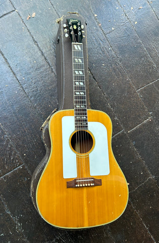 1964 Gibson FJN Acoustic, spruce top, white pick-guards on both sides of sound hole, rosewood neck, pearl block inlays, black headstock