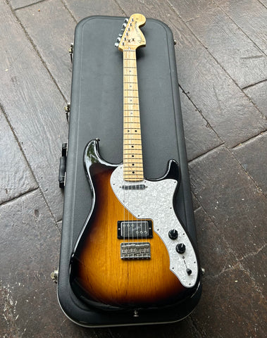 Sunburst, Fender Pawn Shop '70s Stratocaster Deluxe, with pearloid pick-guard, chrome hardware, maple neck and headstock