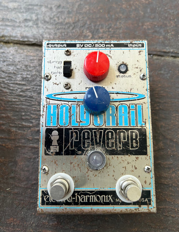 JHS Electro-Harmonix Holy Grail Reverb with Dual Reverb Mod. metal guitar pedal, two knob controls, two button footswitch