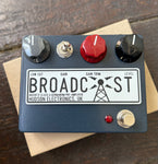 Hudson Electronics Broadcast guitar effects pedal, blue with three knob controls, single button footswitch