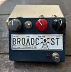 Hudson Electronics Broadcast guitar effects pedal, blue with three knob controls, single button footswitch