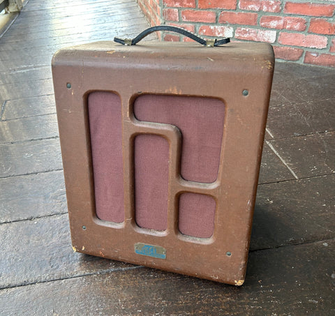 Magnatone Troubadour amplifier, in brown with red grill cloth
