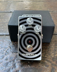 MXR WA44 Wylde Audio Overdrive guitar pedal, bullseye black design over silver, with three control knobs and single button footswitch