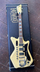 Off white Airline guitar three pick ups with bigsby,  rosewood fretboard, block nlays