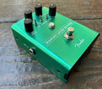Fender Marine Layer Reverb anodized green metal with four knob controls, single button footswitch