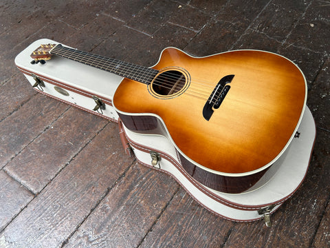 Alvarez acoustic guitar, honey burst, rosewood bridge, with rosewood neck and brown headstock