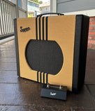 Tweed Supro guitar amplifier with black grill cloth, black sides