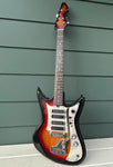 Teisco electric sunburst body with four pick ups  (black) with rosewood neck, brown headstock