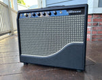 Siltone amplifier front with blue border & great front panel . Silktone  log with black knobs