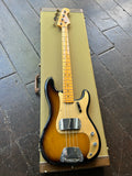2008 Fender American Vintage '57 Precision Bass Sunburst m gold pick-guard, maple neck and headstock