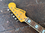 Headstock of Squier FSR Classic Vibe '70s Jaguar Daphne Blue