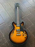 Hamer Echotone hollowbody sunburst guitar with chrome hardware and rosewood fretboard