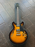 Hamer Echotone hollowbody sunburst guitar with chrome hardware and rosewood fretboard