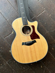 Top view close up taylor spruce top wood bridge, with tortoise pick guard